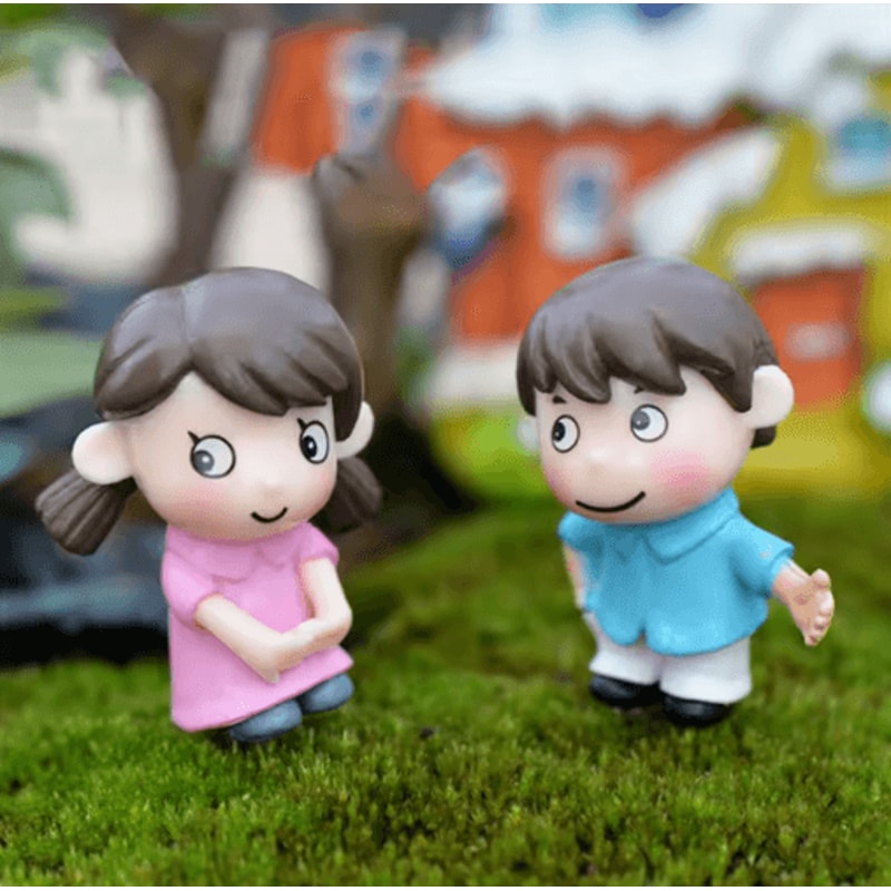Mini Animal Couple Figurines With Stool Fairy Garden Miniatures Set For DIY Decor 24