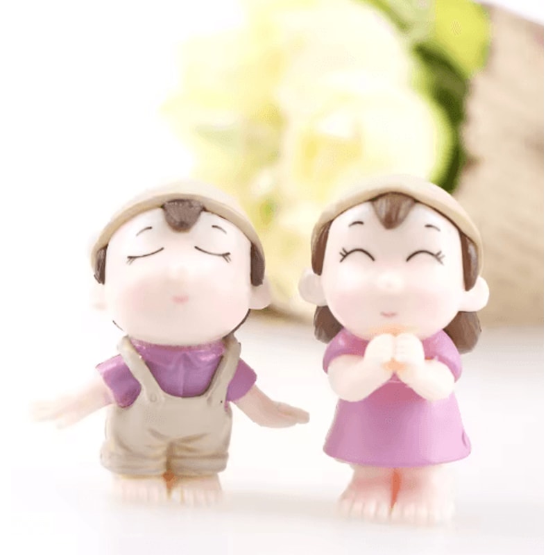 Mini Animal Couple Figurines With Stool Fairy Garden Miniatures Set For DIY Decor 27