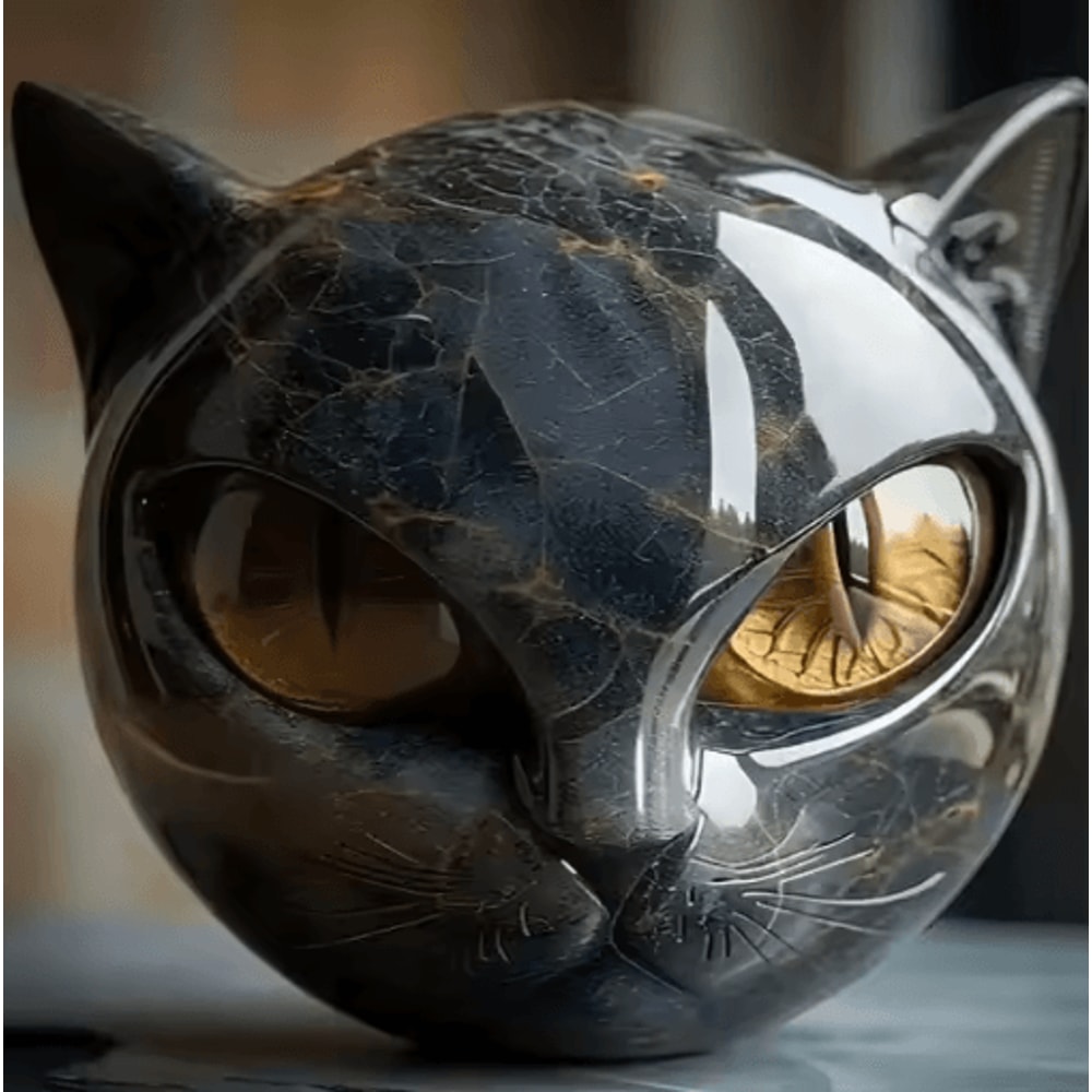 Elegant Black Cat Decor Sculpture Modern Resin Cat Statue Accent 5