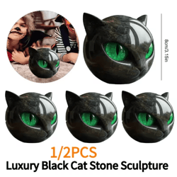 elegant black cat decor sculpture modern resin cat statue accent