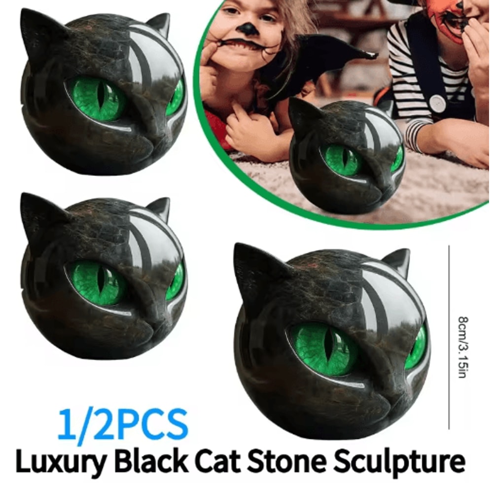 Elegant Black Cat Decor Sculpture Modern Resin Cat Statue Accent 8