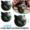 Elegant Black Cat Decor Sculpture Modern Resin Cat Statue Accent 8