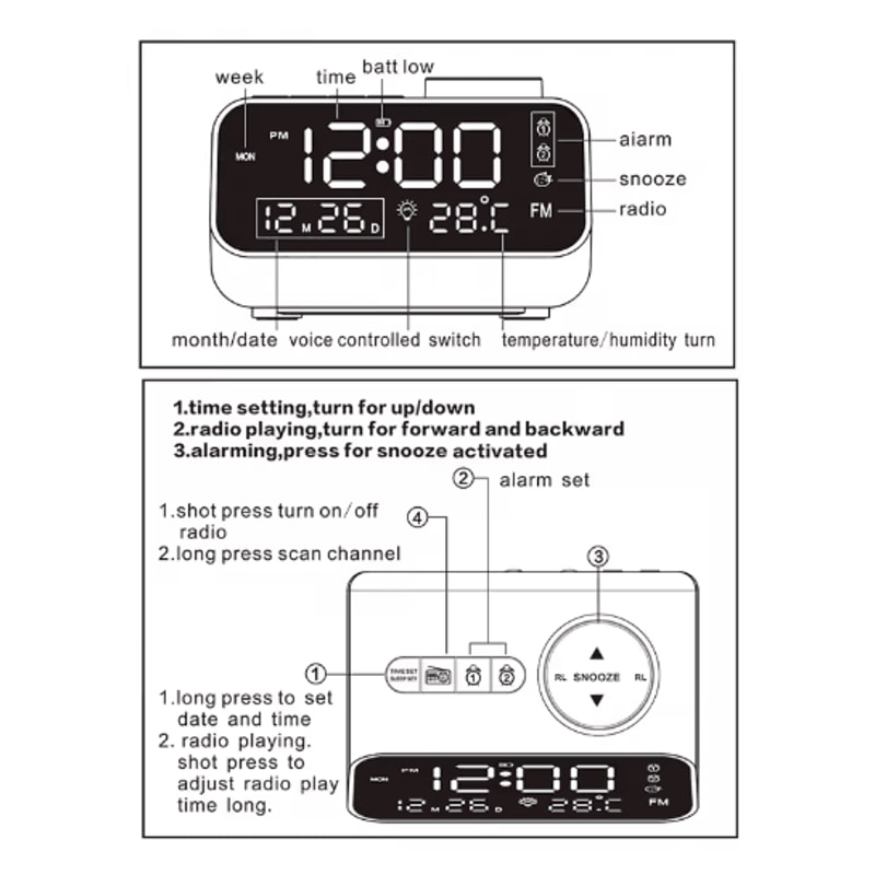 Smart LED Digital Alarm Clock With FM Radio USB Charging Modern Desk Clock 3