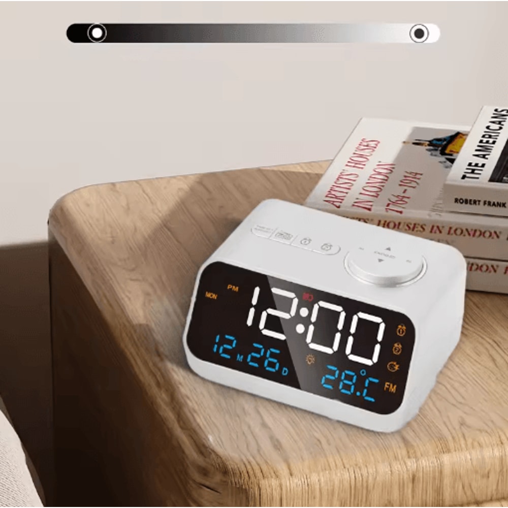Smart LED Digital Alarm Clock With FM Radio USB Charging Modern Desk Clock 5