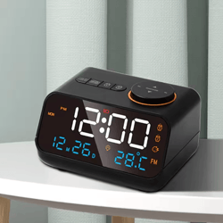 smart led digital alarm clock with fm radio & usb charging modern desk clock