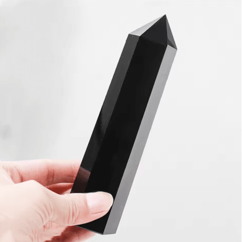 Natural Obsidian Crystal Tower Black Obsidian Wand Healing Decor 3
