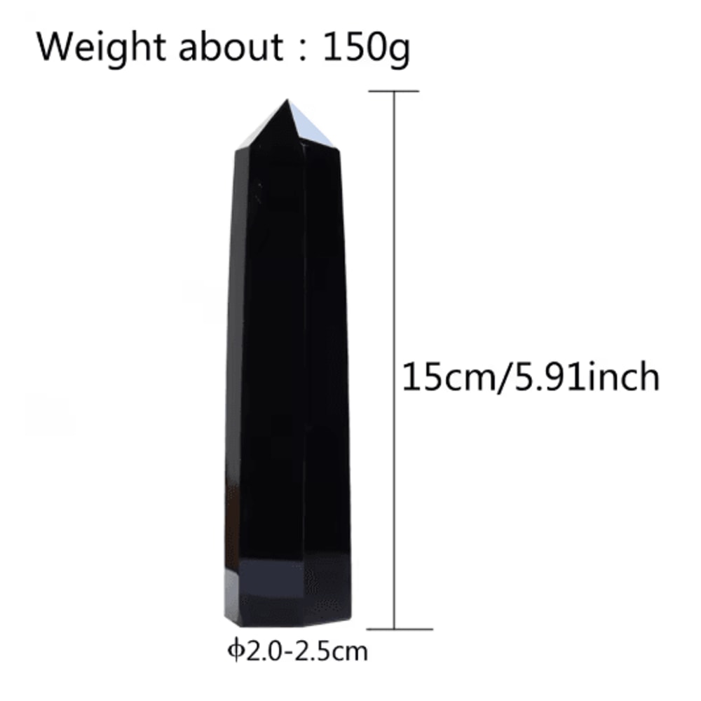 Natural Obsidian Crystal Tower Black Obsidian Wand Healing Decor 8