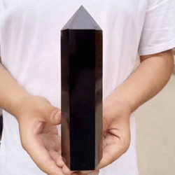 natural obsidian crystal tower black obsidian wand healing decor