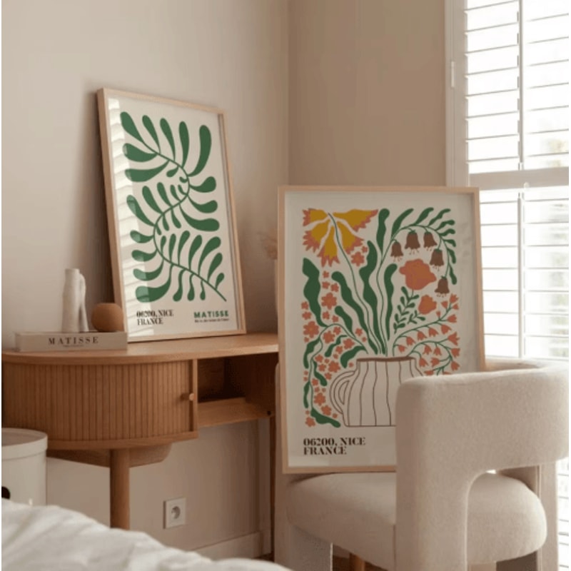 MatisseInspired Boho Floral Wall Art Set Mid Century Modern Prints Frameless 8