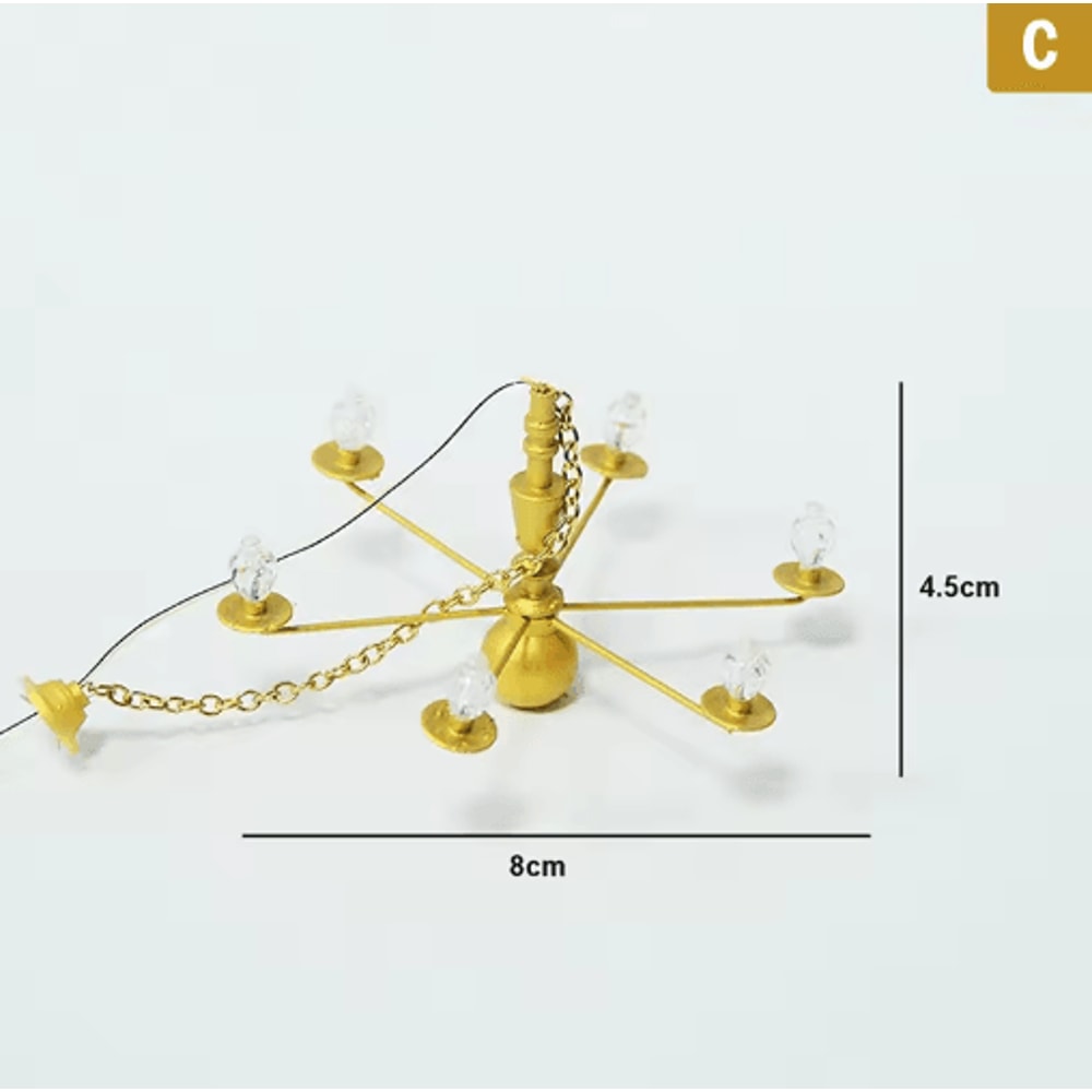Mini LED Dollhouse Ceiling Lamp 3V Chandelier Lighting Accessory 3