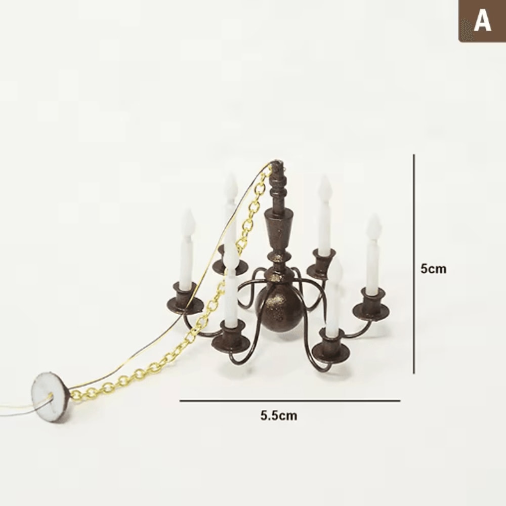 Mini LED Dollhouse Ceiling Lamp 3V Chandelier Lighting Accessory 5