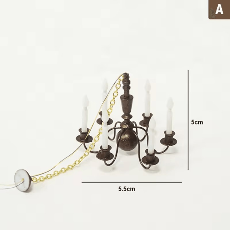 Mini LED Dollhouse Ceiling Lamp 3V Chandelier Lighting Accessory 5