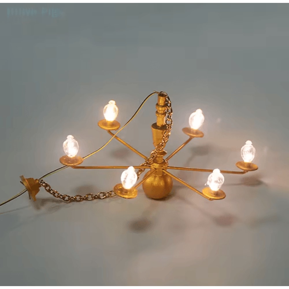 Mini LED Dollhouse Ceiling Lamp 3V Chandelier Lighting Accessory 7
