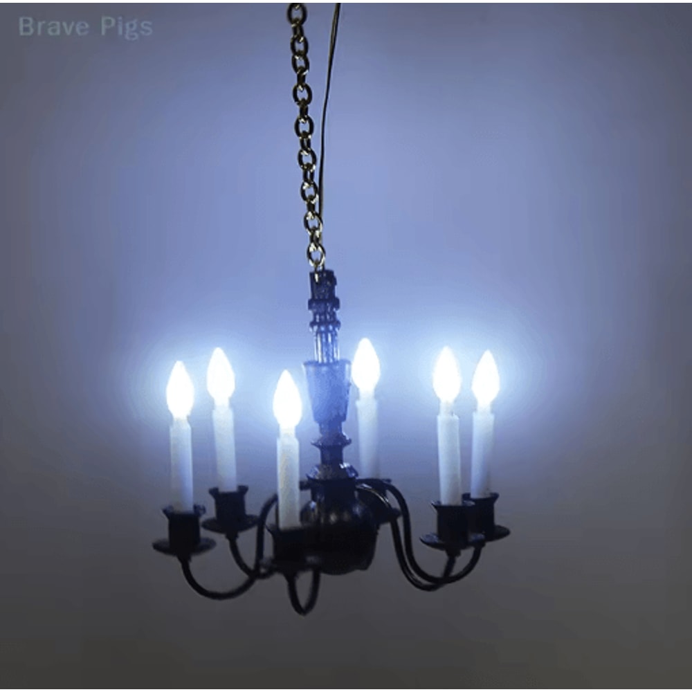 Mini LED Dollhouse Ceiling Lamp 3V Chandelier Lighting Accessory 8