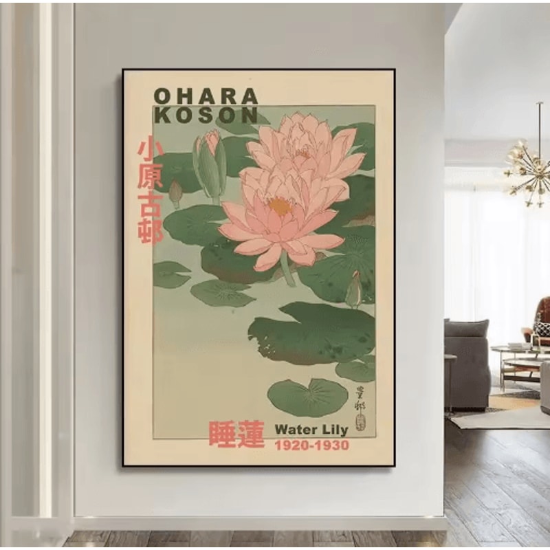 HokusaiInspired Goldfish Lotus Japanese Wall Art Retro Canvas Print Frameless 2