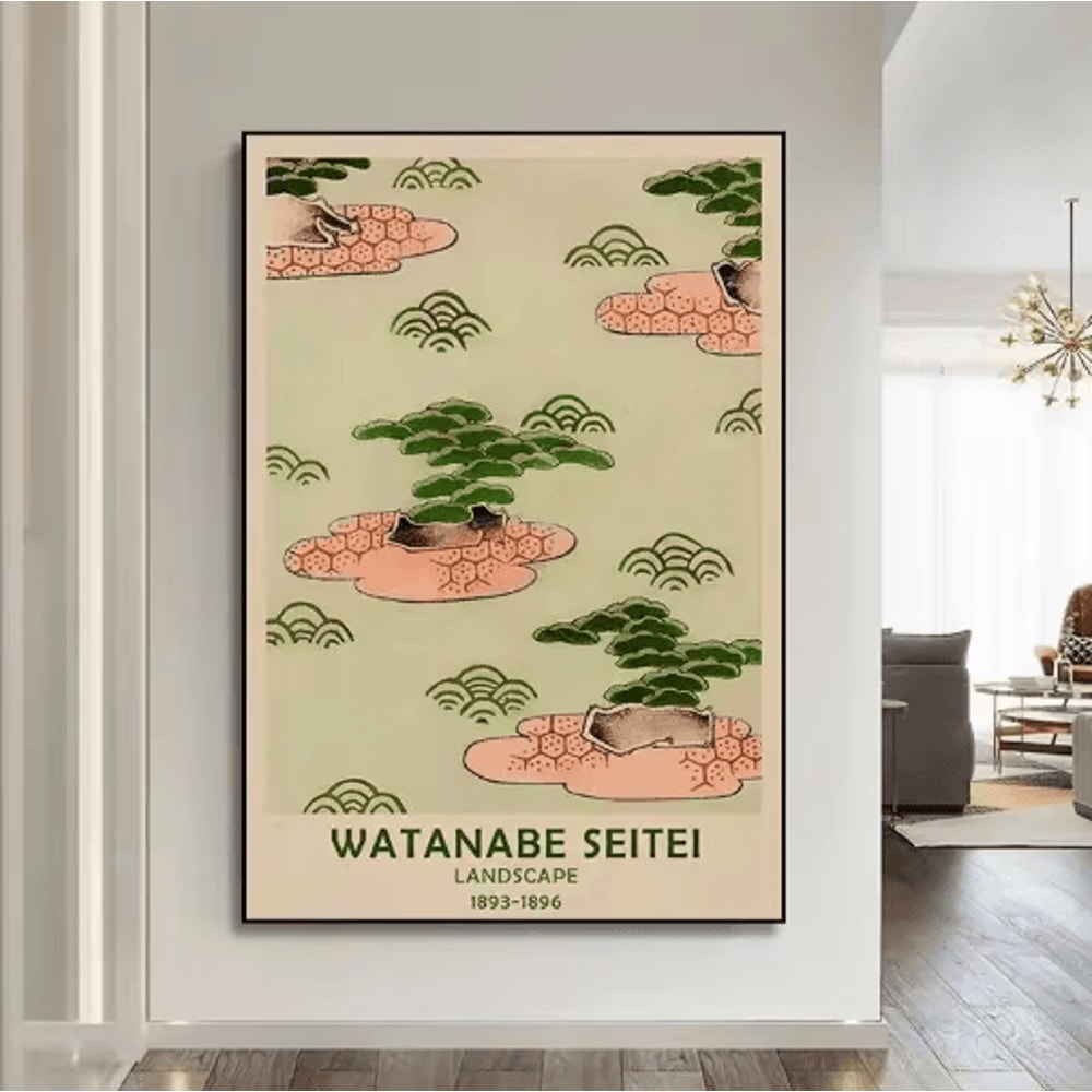 HokusaiInspired Goldfish Lotus Japanese Wall Art Retro Canvas Print Frameless 5
