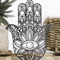 Black Wooden Hamsa Hand Decor With Evil Eye Boho Spiritual Desk Accent 1
