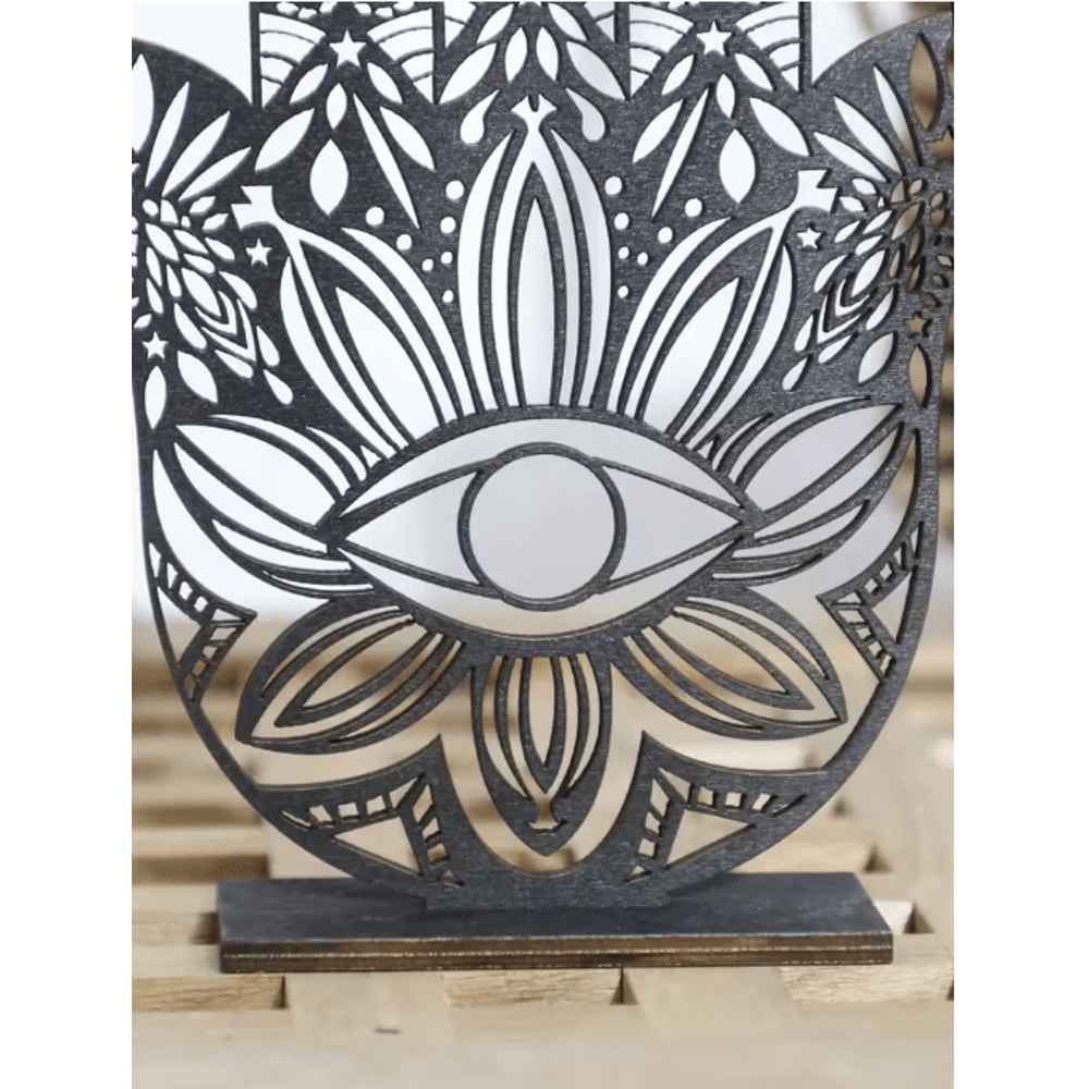 Black Wooden Hamsa Hand Decor With Evil Eye Boho Spiritual Desk Accent 2