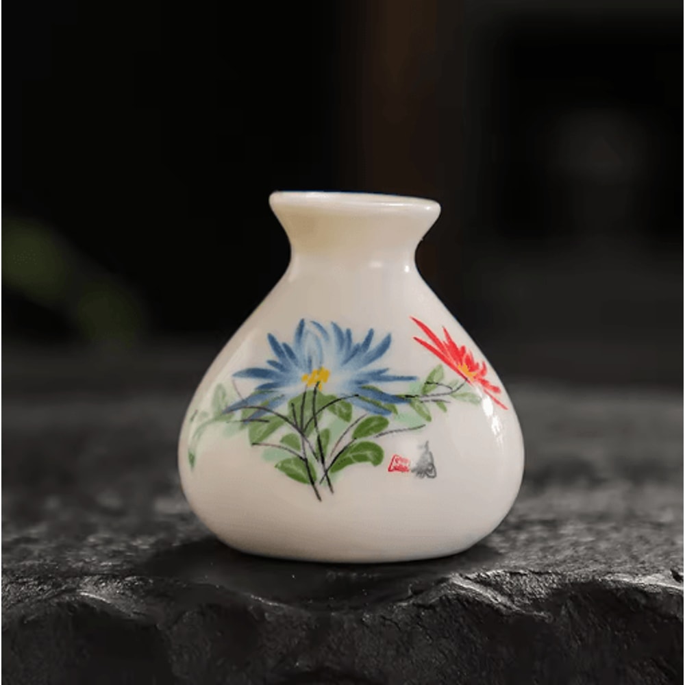 Chinese Style Ceramic Mini Vase Retro Toothpick Cotton Swab Holder 10