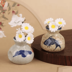 chinese style ceramic mini vase retro toothpick & cotton swab holder