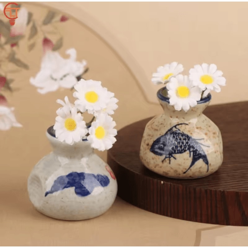 Chinese Style Ceramic Mini Vase Retro Toothpick Cotton Swab Holder 0