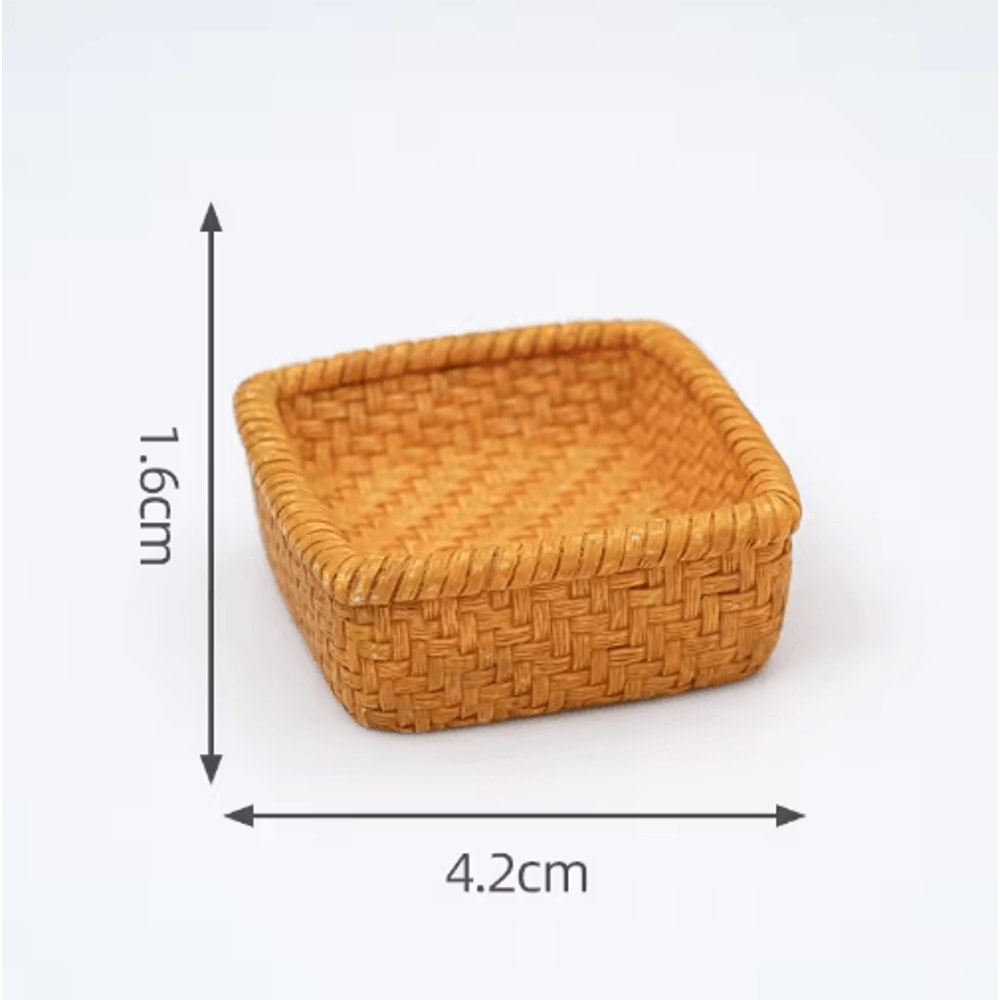 Mini Rattan Basket Model DIY Dollhouse Food Display Kitchen Decor 1