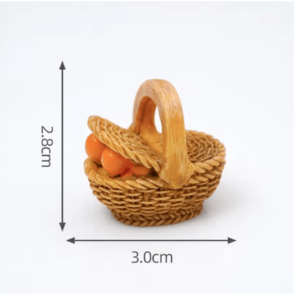 Mini Rattan Basket Model DIY Dollhouse Food Display Kitchen Decor 3