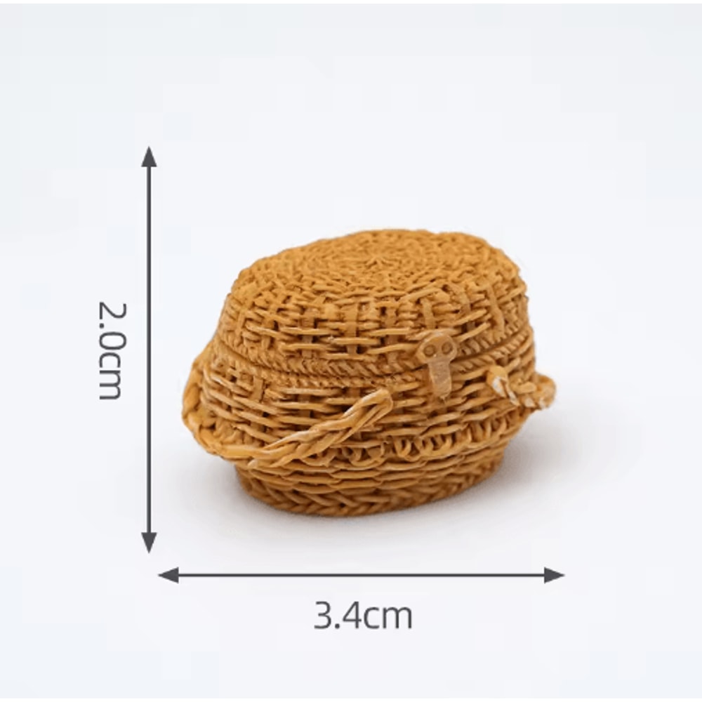 Mini Rattan Basket Model DIY Dollhouse Food Display Kitchen Decor 4