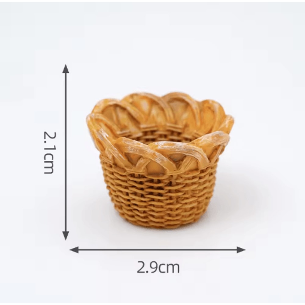 Mini Rattan Basket Model DIY Dollhouse Food Display Kitchen Decor 5
