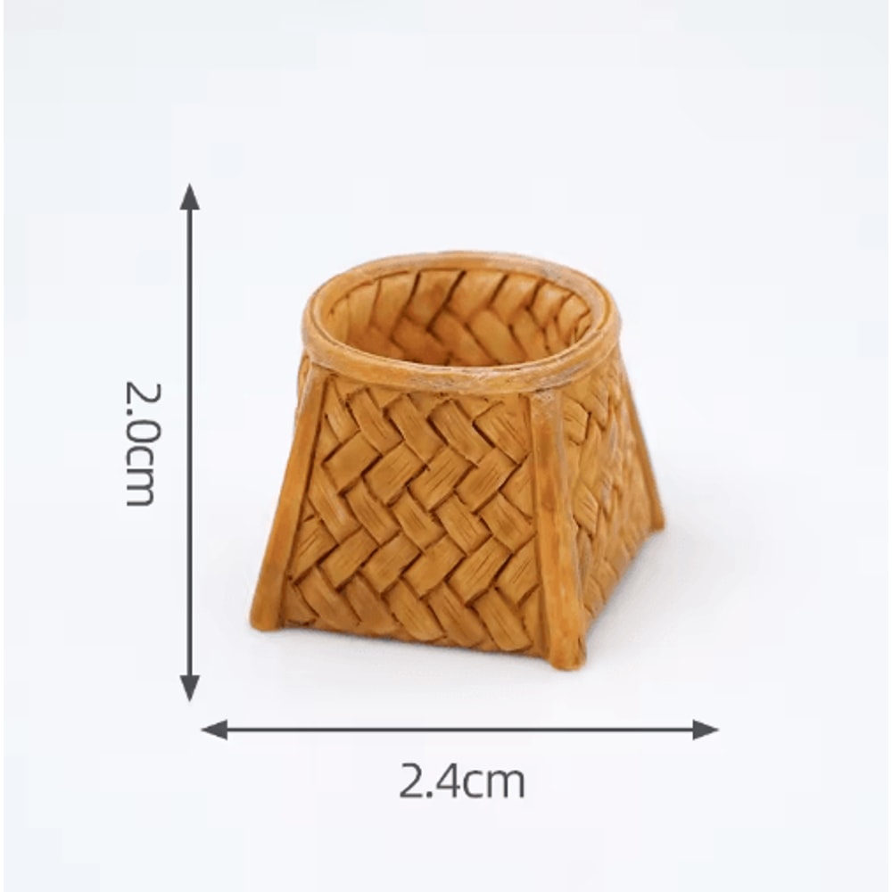 Mini Rattan Basket Model DIY Dollhouse Food Display Kitchen Decor 9