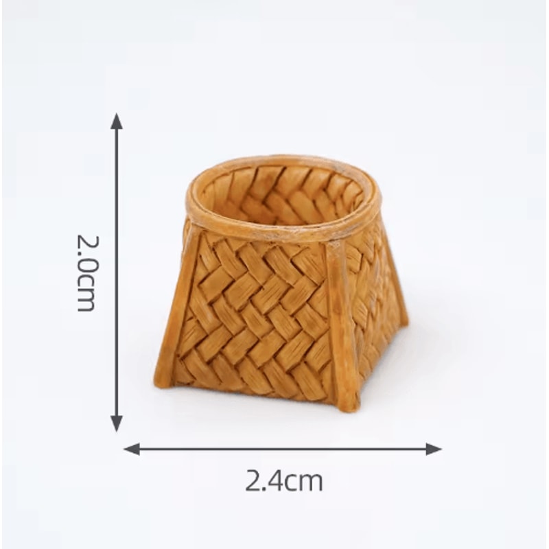 Mini Rattan Basket Model DIY Dollhouse Food Display Kitchen Decor 9