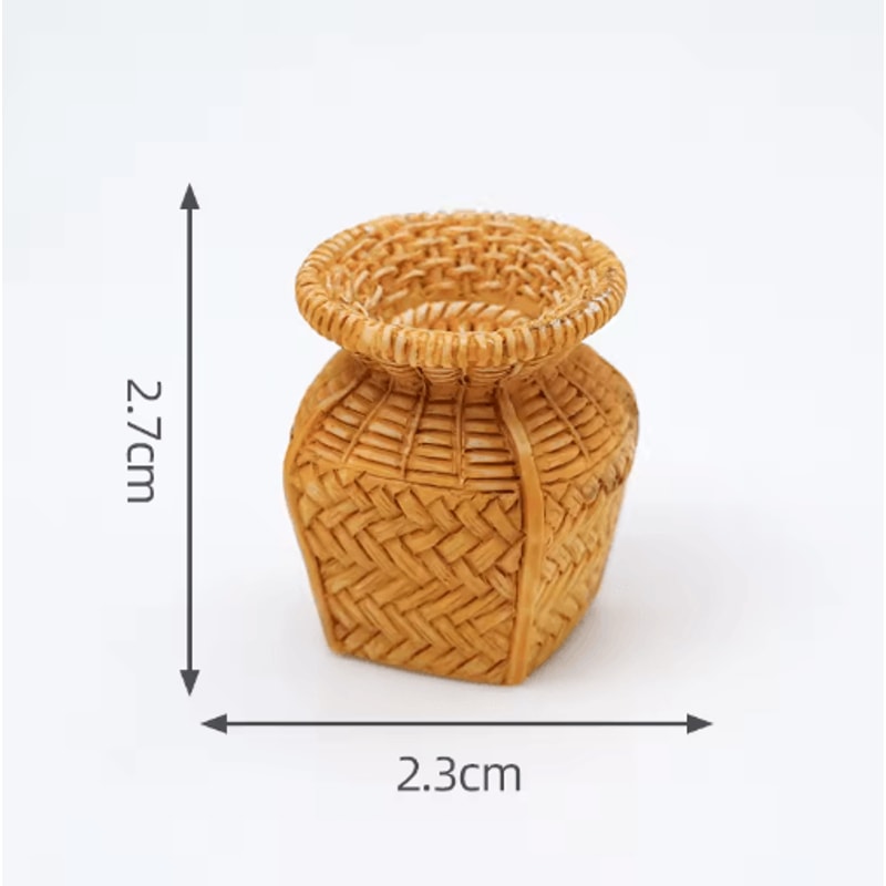 Mini Rattan Basket Model DIY Dollhouse Food Display Kitchen Decor 10