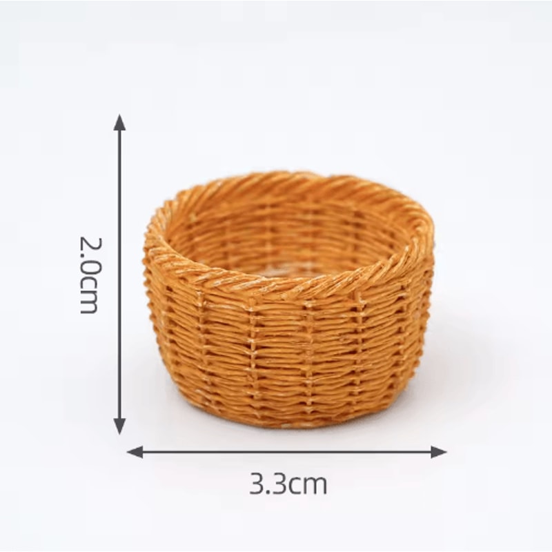 Mini Rattan Basket Model DIY Dollhouse Food Display Kitchen Decor 11