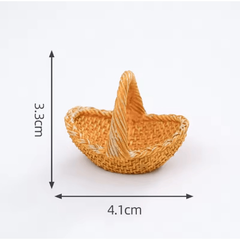 Mini Rattan Basket Model DIY Dollhouse Food Display Kitchen Decor 16