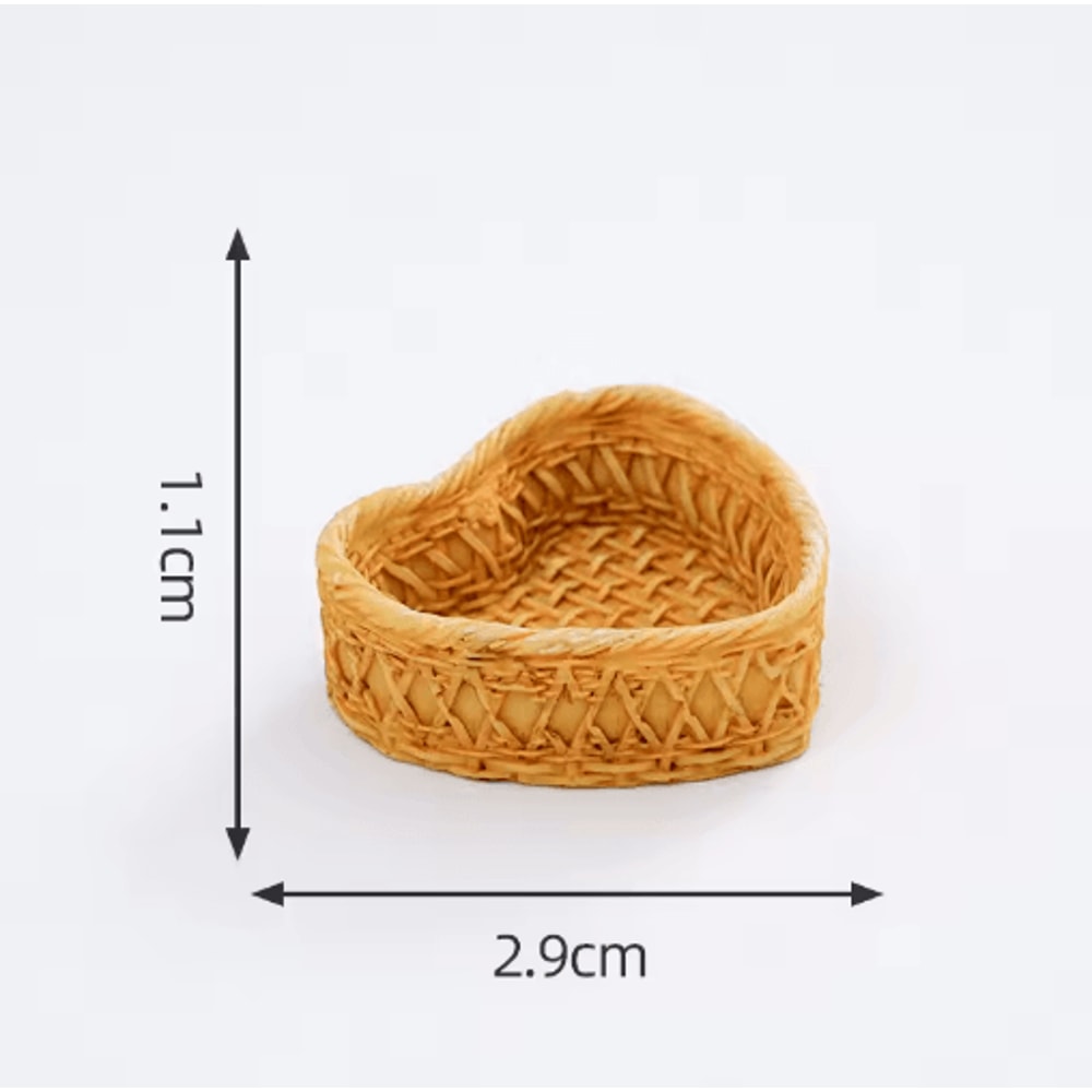 Mini Rattan Basket Model DIY Dollhouse Food Display Kitchen Decor 17