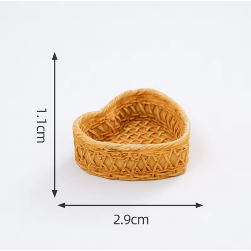 Mini Rattan Basket Model DIY Dollhouse Food Display Kitchen Decor 17