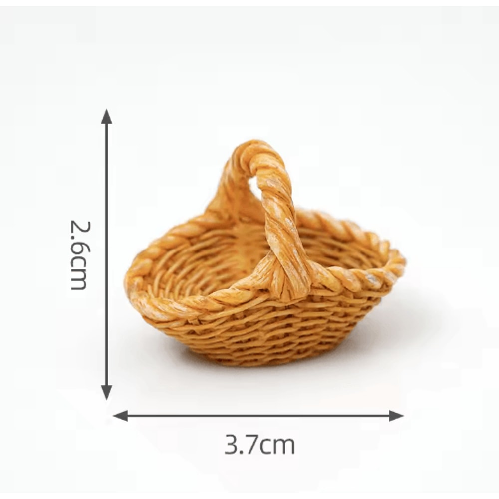Mini Rattan Basket Model DIY Dollhouse Food Display Kitchen Decor 6