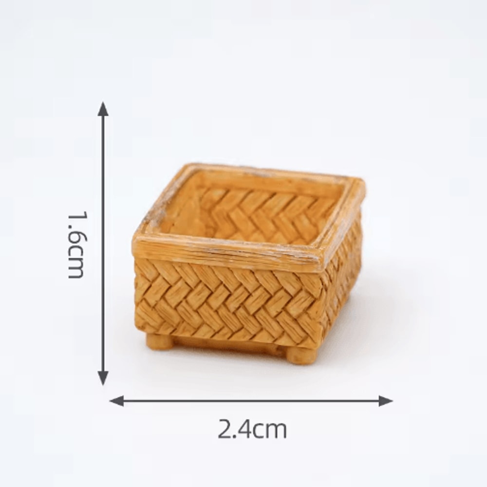 Mini Rattan Basket Model DIY Dollhouse Food Display Kitchen Decor 8