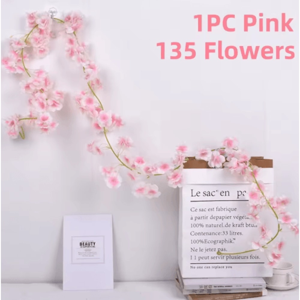 180cm Artificial Sakura Cherry Blossom Garland Wedding Arch Floral Backdrop Decor 9