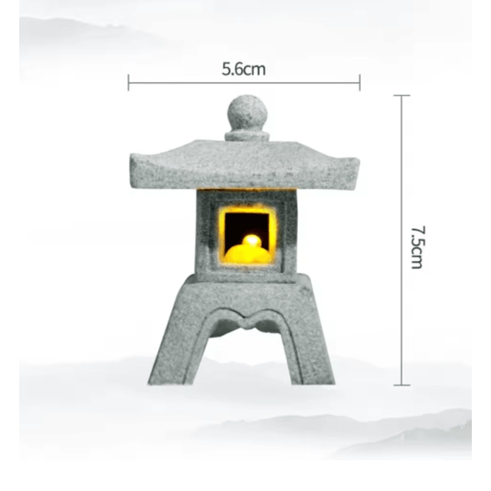Mini Pagoda Lantern Light Zen Garden Bonsai Decorative Statue 0