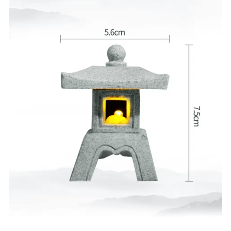 Mini Pagoda Lantern Light Zen Garden Bonsai Decorative Statue 0