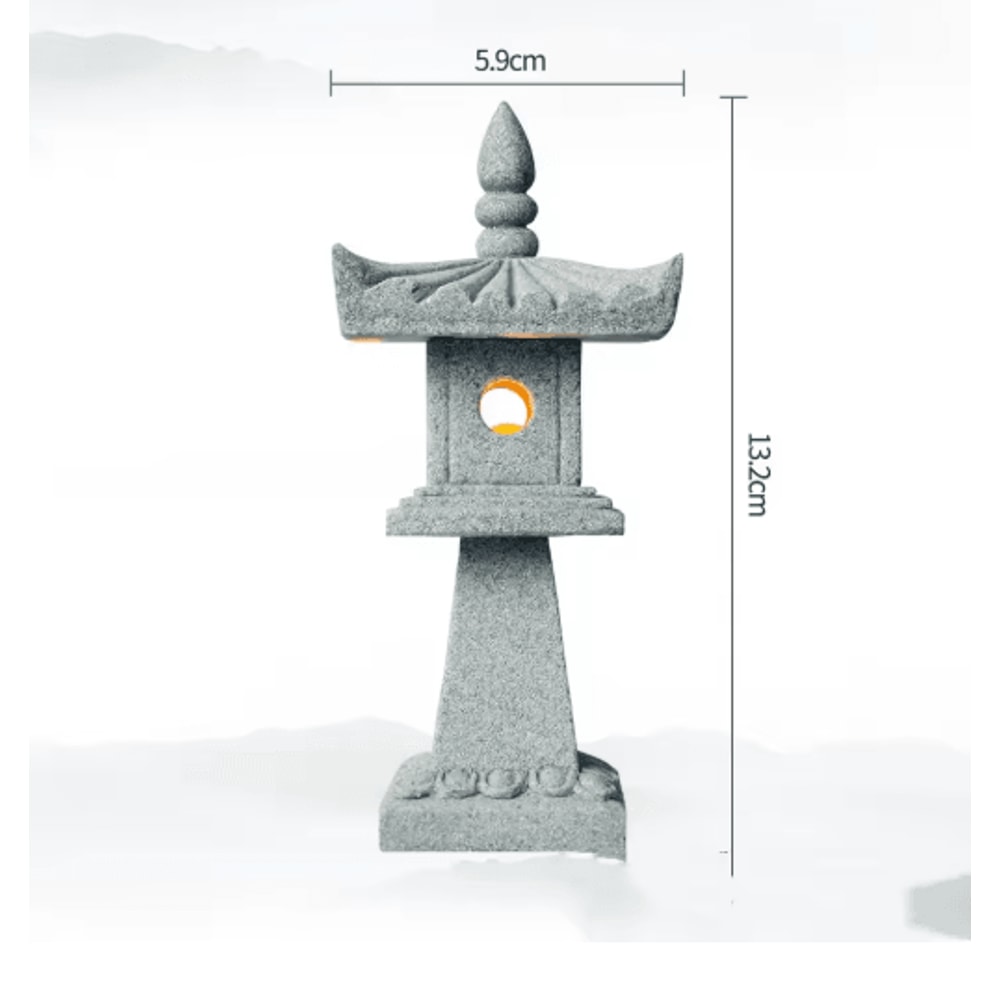 Mini Pagoda Lantern Light Zen Garden Bonsai Decorative Statue 1
