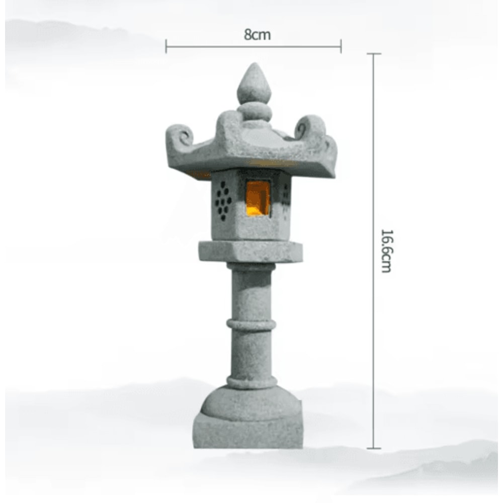 Mini Pagoda Lantern Light Zen Garden Bonsai Decorative Statue 2