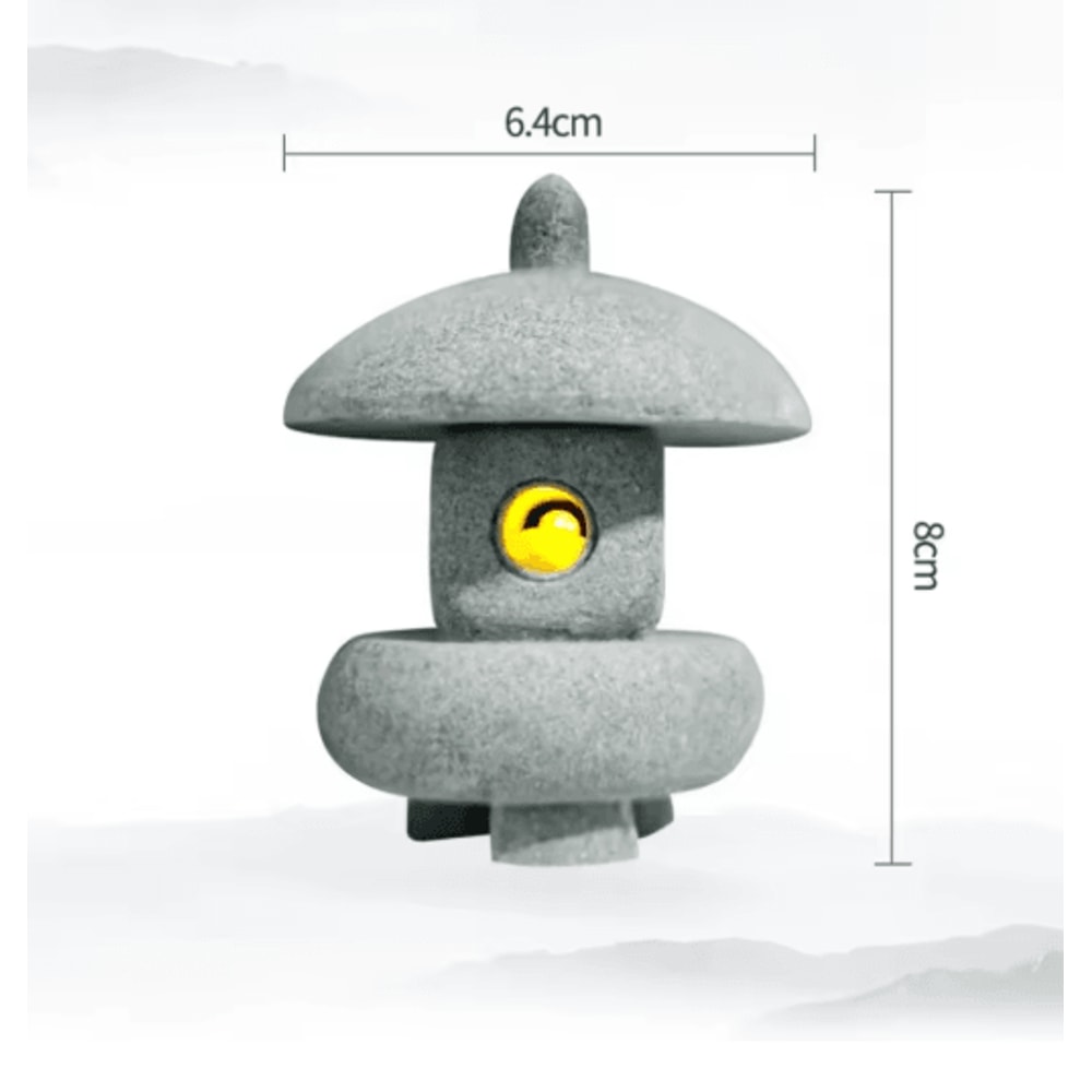 Mini Pagoda Lantern Light Zen Garden Bonsai Decorative Statue 3