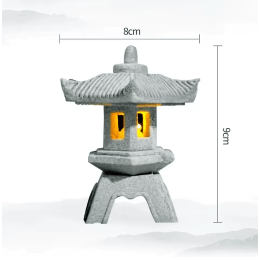 Mini Pagoda Lantern Light Zen Garden Bonsai Decorative Statue 4