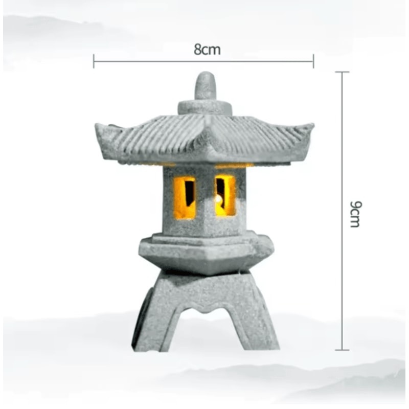 Mini Pagoda Lantern Light Zen Garden Bonsai Decorative Statue 4