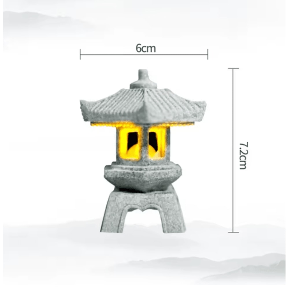 Mini Pagoda Lantern Light Zen Garden Bonsai Decorative Statue 5