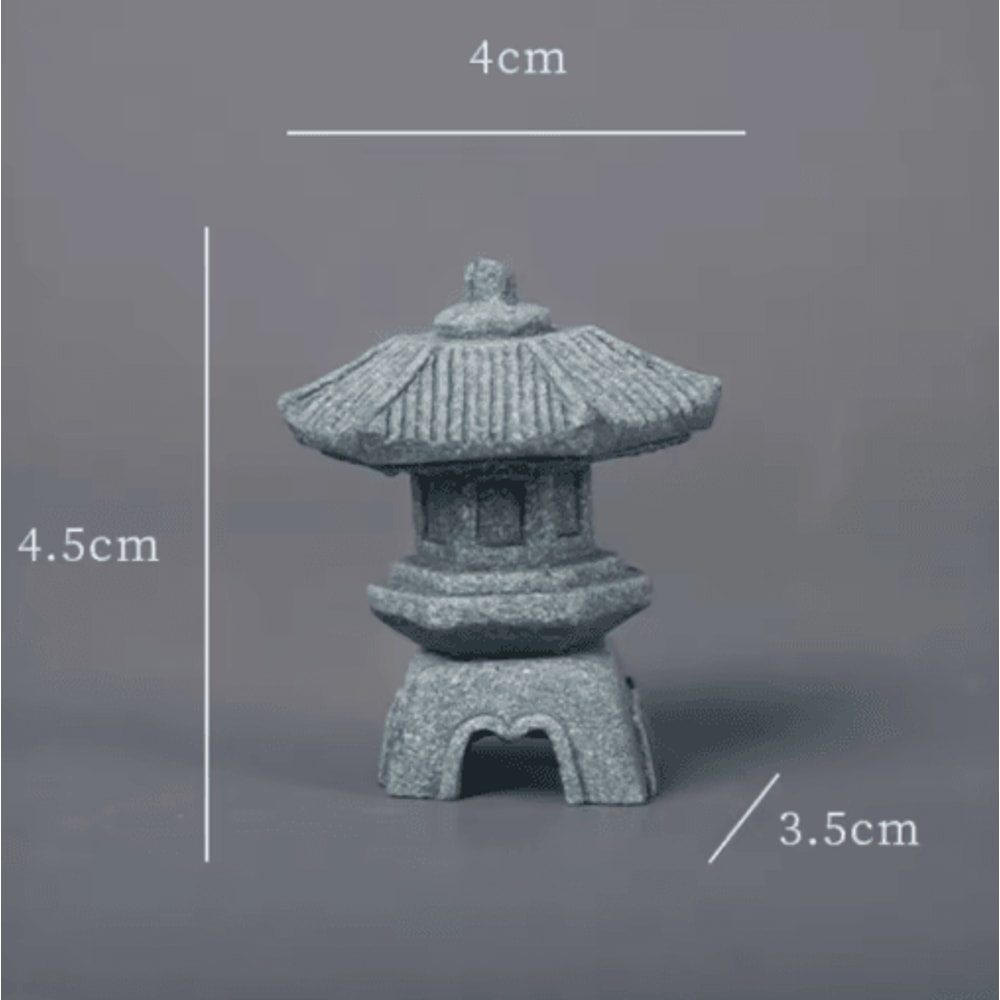 Mini Pagoda Lantern Light Zen Garden Bonsai Decorative Statue 6