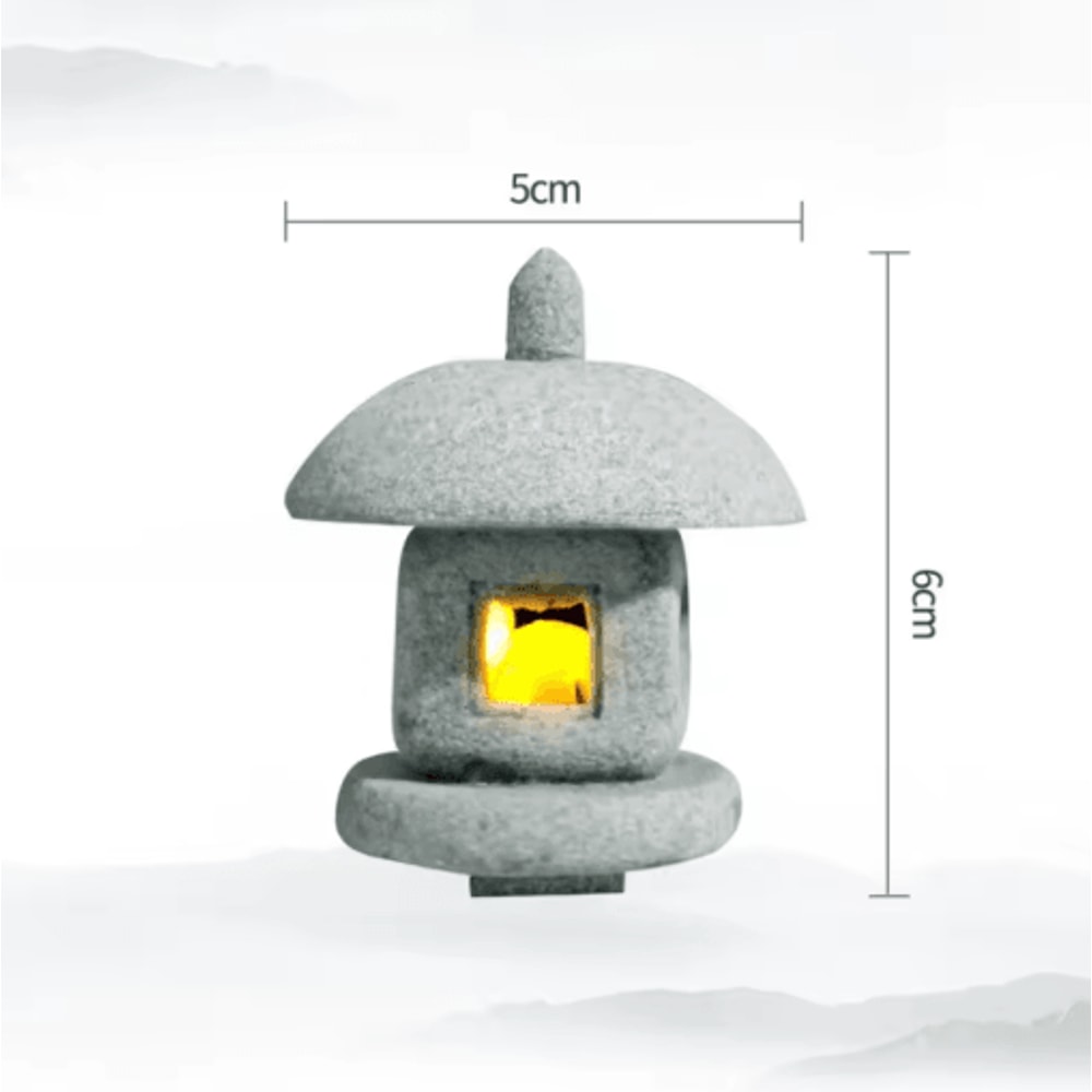 Mini Pagoda Lantern Light Zen Garden Bonsai Decorative Statue 7