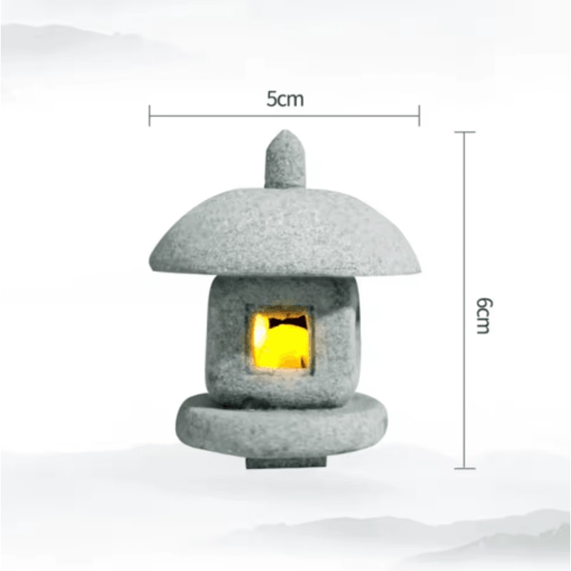 Mini Pagoda Lantern Light Zen Garden Bonsai Decorative Statue 7